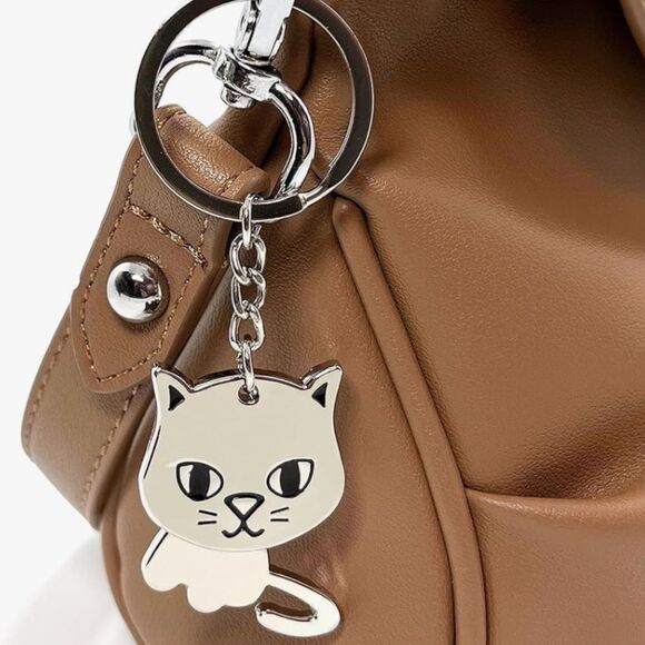 Kawaii Cat Charm • Silver Rotating Body Keychain • Cute Gift -New - Picture 9 of 9
